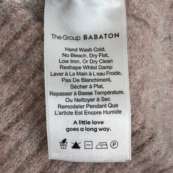 THE GROUP BABATON Pink Alpaca Wool Blend V-Neck Fuzzy Pullover Sweater Sz 1(XS) - Picture 8 of 9